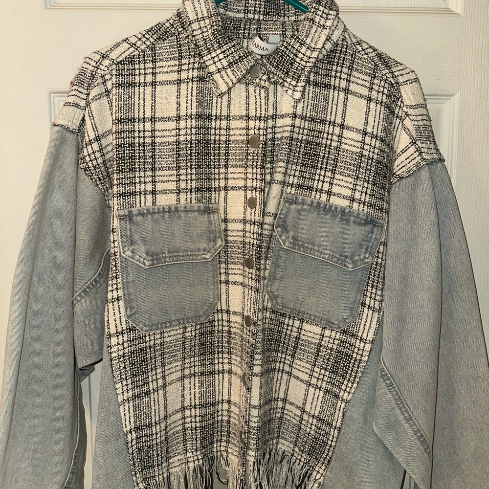 Plaid and Denim Jean Jacket